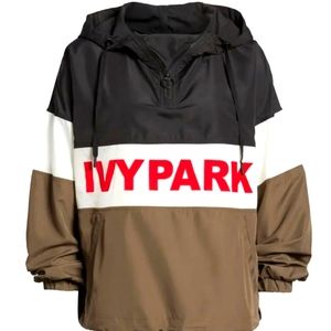 Ivy Park Color Block Spell Out Windbreaker Hooded Pullover Light Jacket